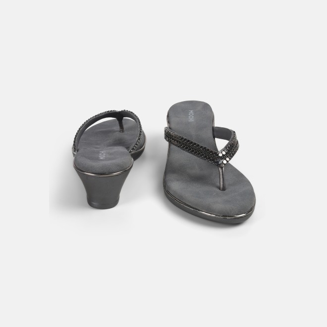 Mochi Women Gun-metal Casual Slippers (SKU: 32-901167-29-36)