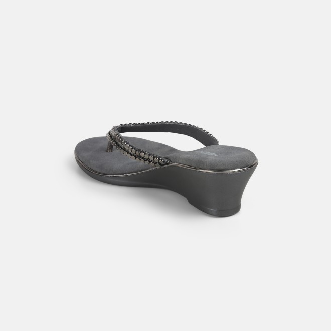 Mochi Women Gun-metal Casual Slippers (SKU: 32-901167-29-36)