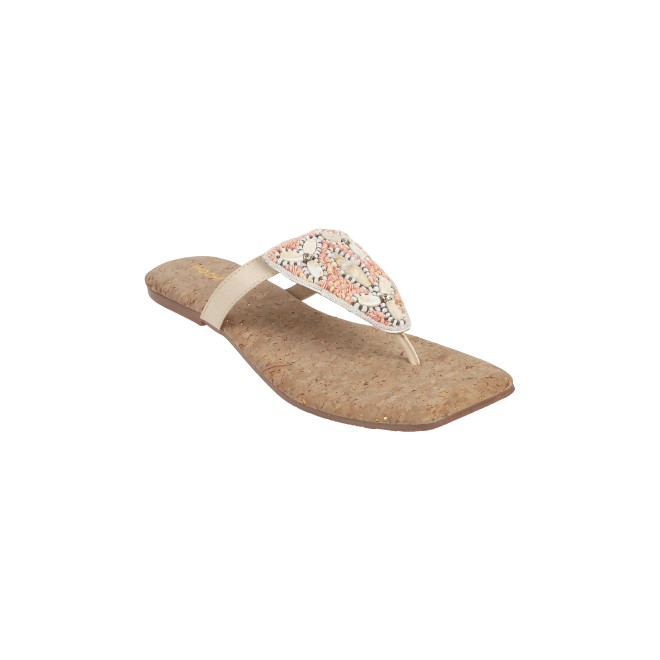 Mochi Women Beige Casual Slippers (SKU: 32-952-20-36)