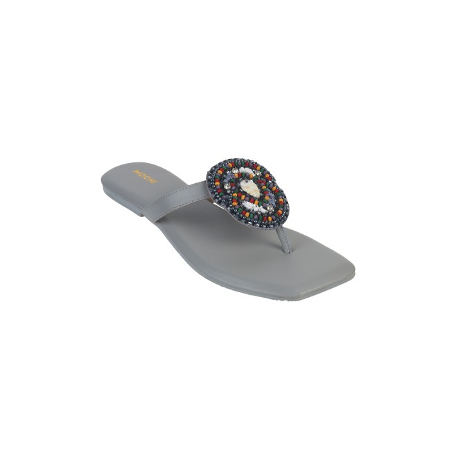 Mochi Women Grey Casual Slippers (SKU: 32-966-14-37)