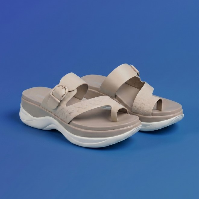 Mochi Women Beige Casual Slip Ons