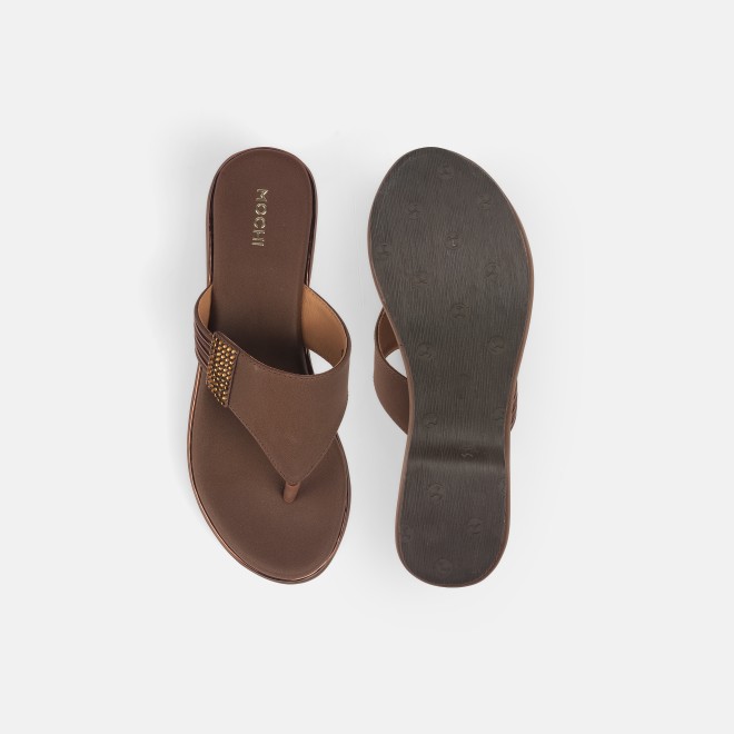 Mochi Women Brown Casual Slip Ons (SKU: 32-984-12-42)