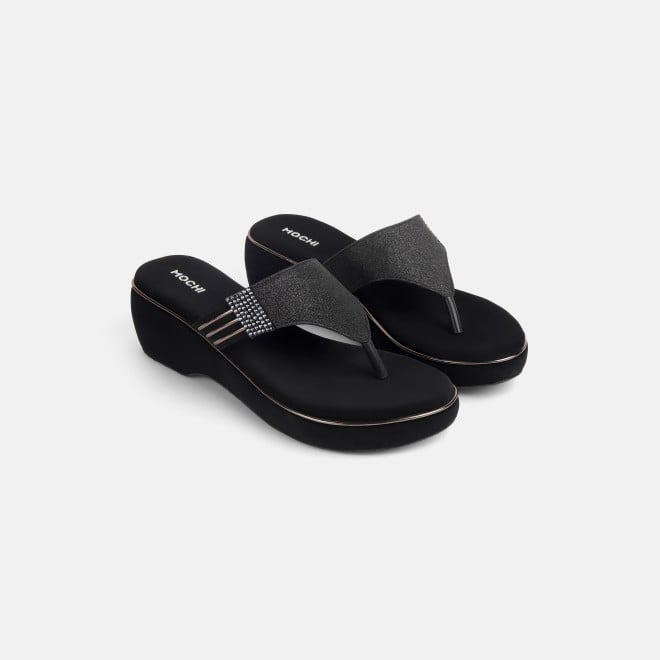 Mochi Women Black Casual Slip Ons (SKU: 32-984L-11-42)