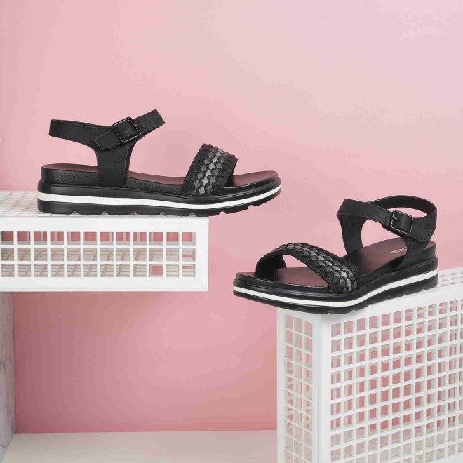 Mochi Women Black Casual Sandals