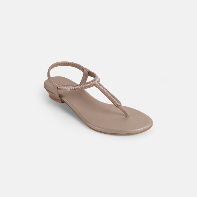 Mochi Women Rose-Gold Casual Sandals