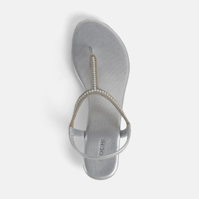 Mochi Women Silver Casual Sandals (SKU: 33-1169-27-37)