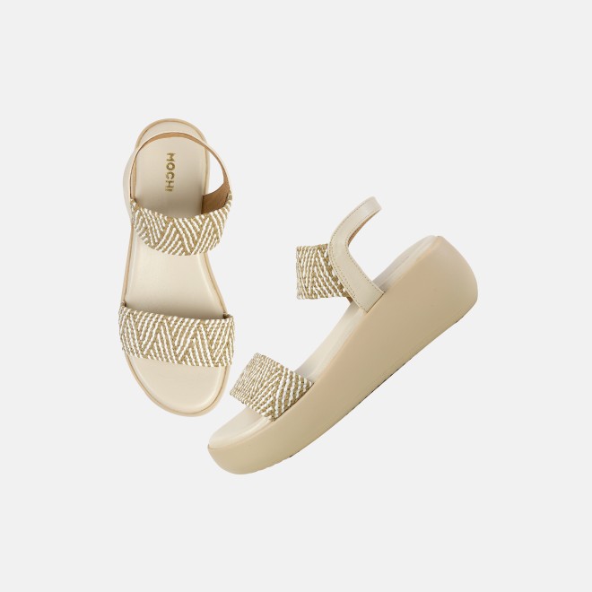 Mochi Women Beige Casual Slippers (SKU: 33-1200-20-40)