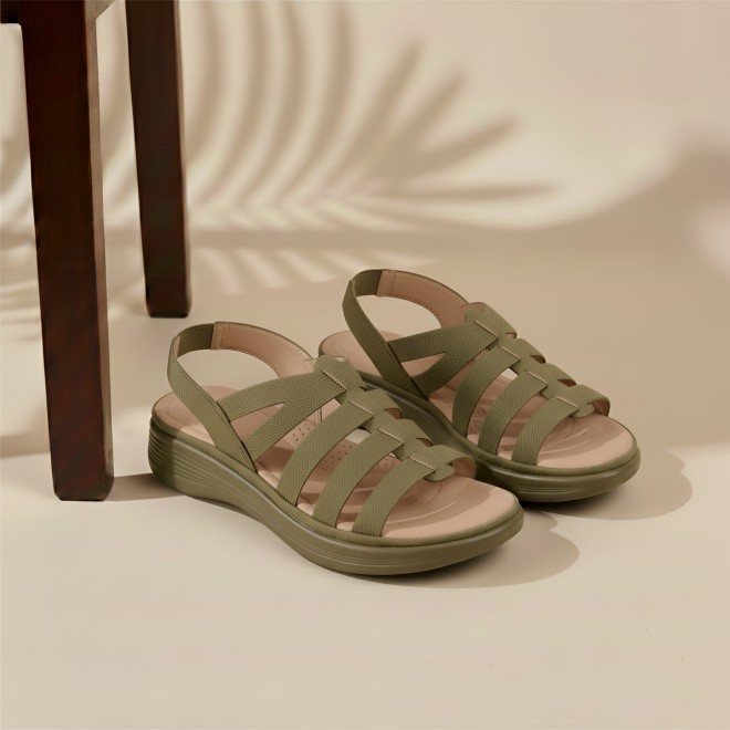 Mochi Women Khaki Casual Sandals