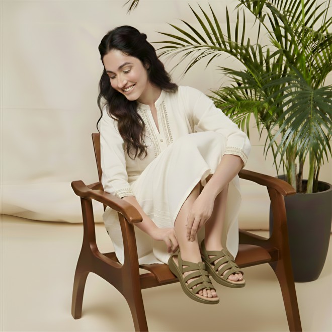 Mochi Women Khaki Casual Sandals (SKU: 33-1227-62-40)