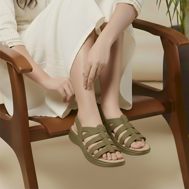 Mochi Women Khaki Casual Sandals (SKU: 33-1227-62-40)