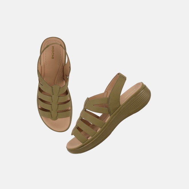 Mochi Women Khaki Casual Sandals (SKU: 33-1227-62-40)