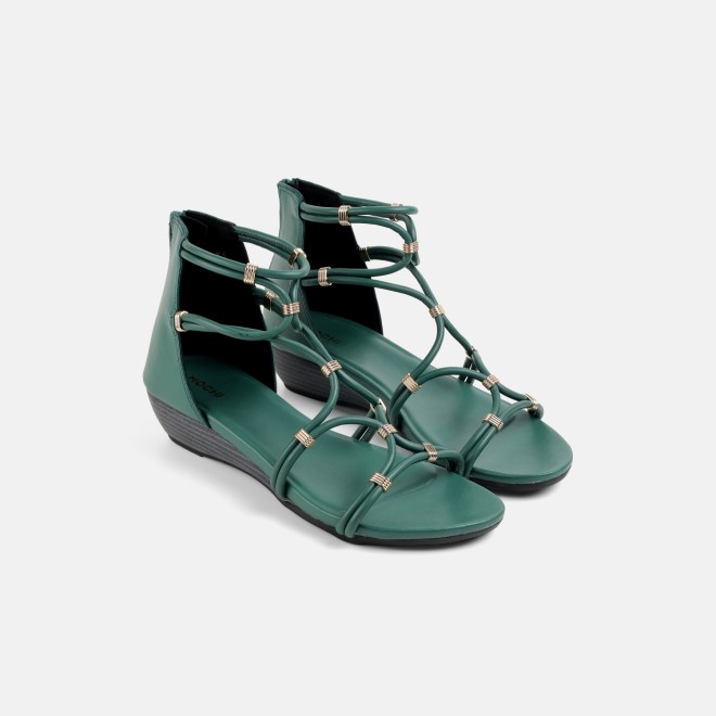 Mochi Women Green Casual Gladiators (SKU: 33-1229-21-36)