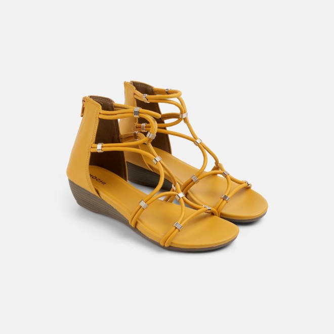 Mochi Women Yellow Casual Gladiators (SKU: 33-1229-33-36)