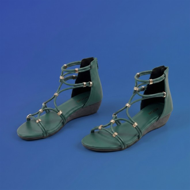 Mochi Women Green Casual Gladiators