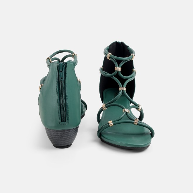Mochi Women Green Casual Gladiators (SKU: 33-1229-21-36)
