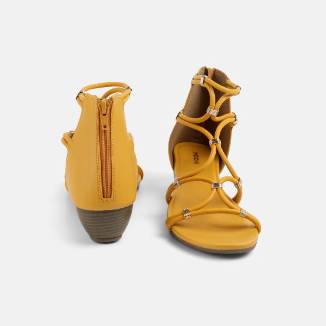 Mochi Women Yellow Casual Gladiators (SKU: 33-1229-33-36)