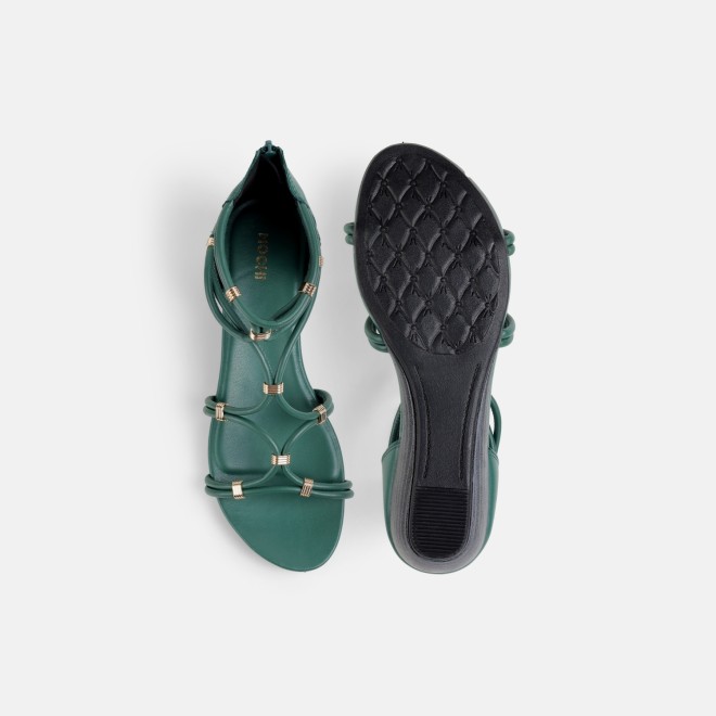 Mochi Women Green Casual Gladiators (SKU: 33-1229-21-36)