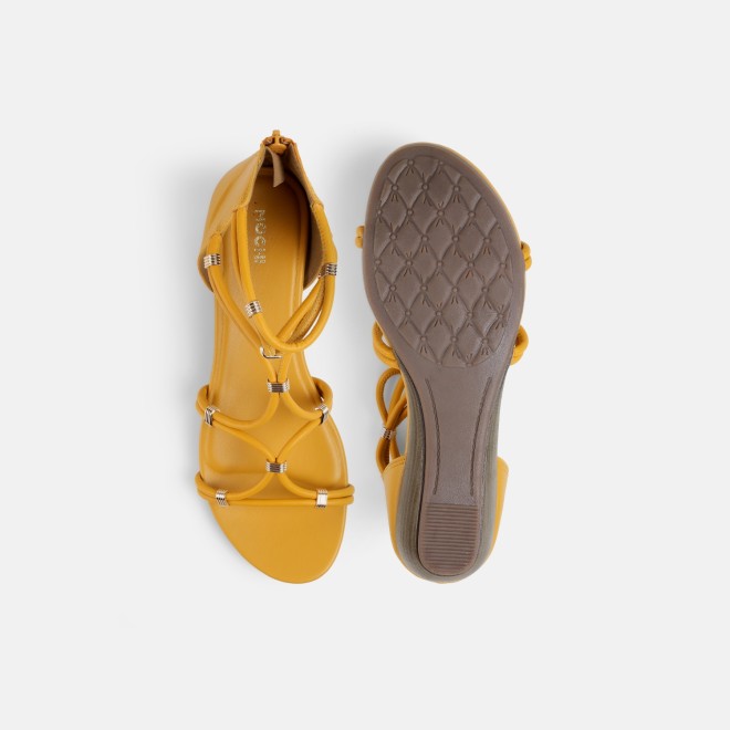 Mochi Women Yellow Casual Gladiators (SKU: 33-1229-33-36)