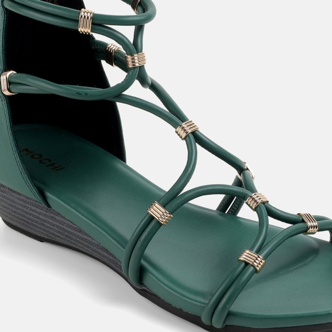 Mochi Women Green Casual Gladiators (SKU: 33-1229-21-36)