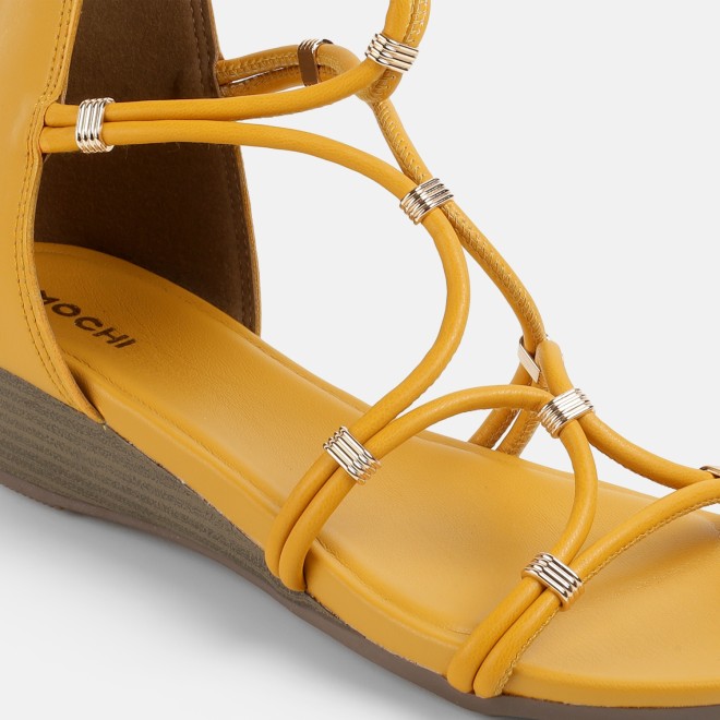 Mochi Women Yellow Casual Gladiators (SKU: 33-1229-33-36)