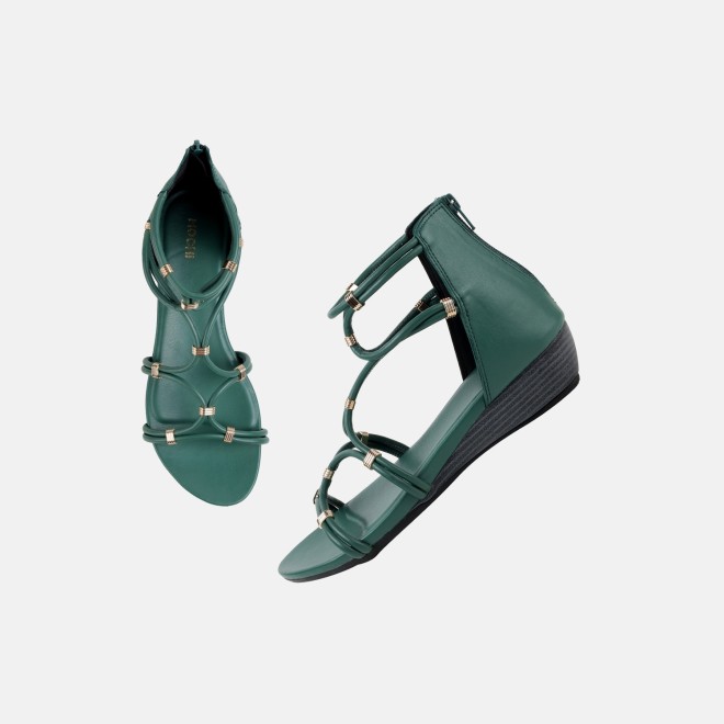 Mochi Women Green Casual Gladiators (SKU: 33-1229-21-36)