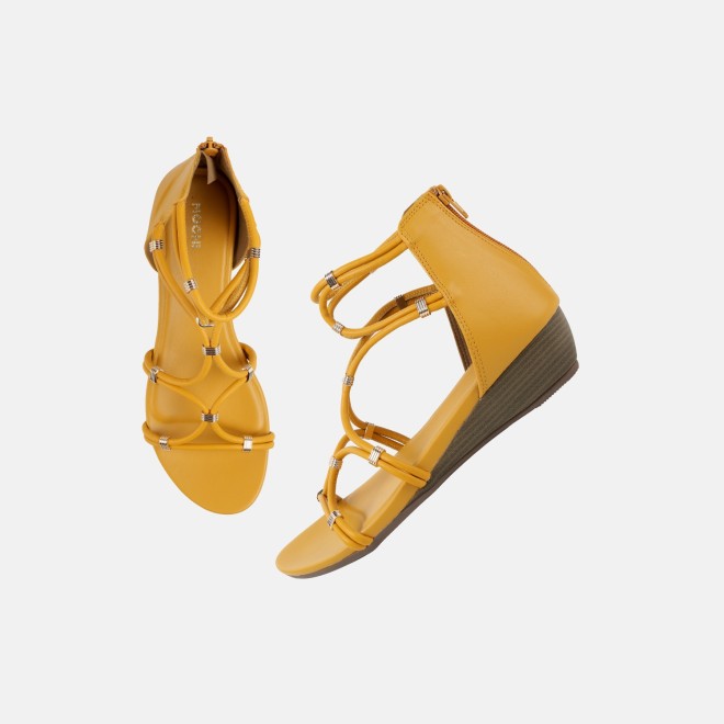 Mochi Women Yellow Casual Gladiators (SKU: 33-1229-33-36)