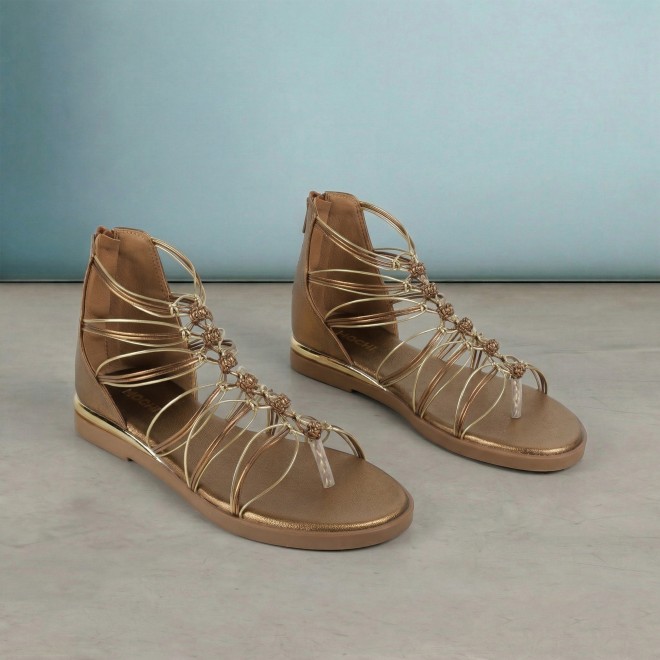 Mochi Women Antic-gold Casual Gladiators