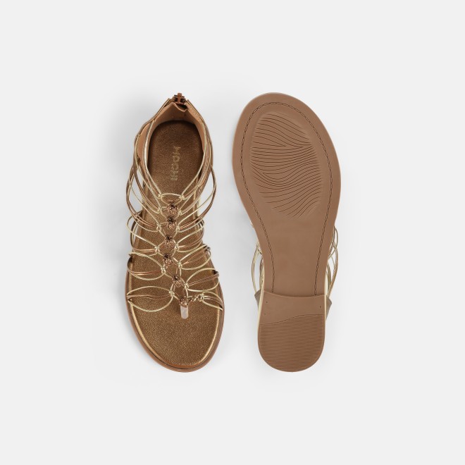 Mochi Women Antic-gold Casual Gladiators (SKU: 33-1231-28-36)
