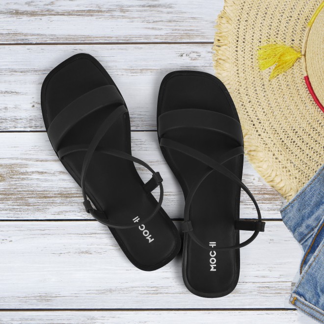 Mochi Women Black Casual Sandals