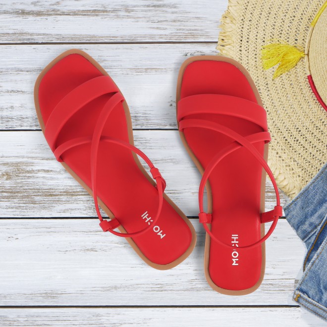 Mochi Women Red Casual Sandals