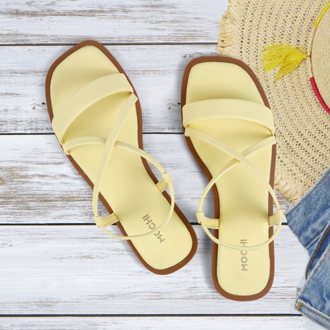 Mochi Women Yellow Casual Sandals