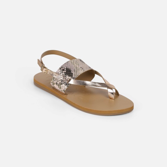 Mochi Women Gold Casual Sandals