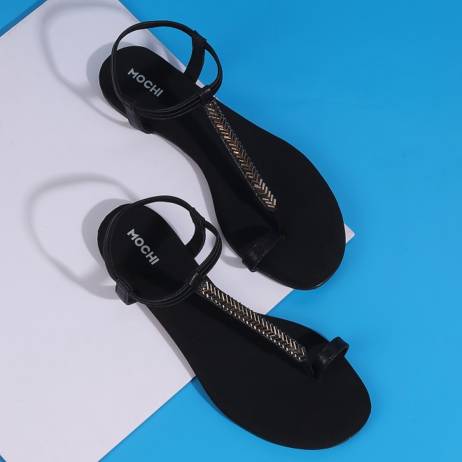 Mochi Women Black Casual Sandals
