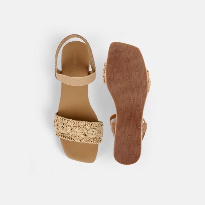 Mochi Women Beige Casual Sandals (SKU: 33-1255-20-36)