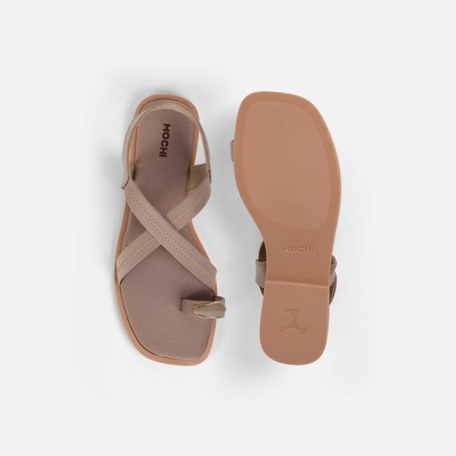 Mochi Women Beige Casual Sandals (SKU: 33-1256-20-38)