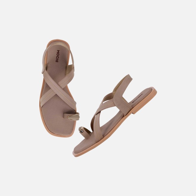 Mochi Women Beige Casual Sandals (SKU: 33-1256-20-38)