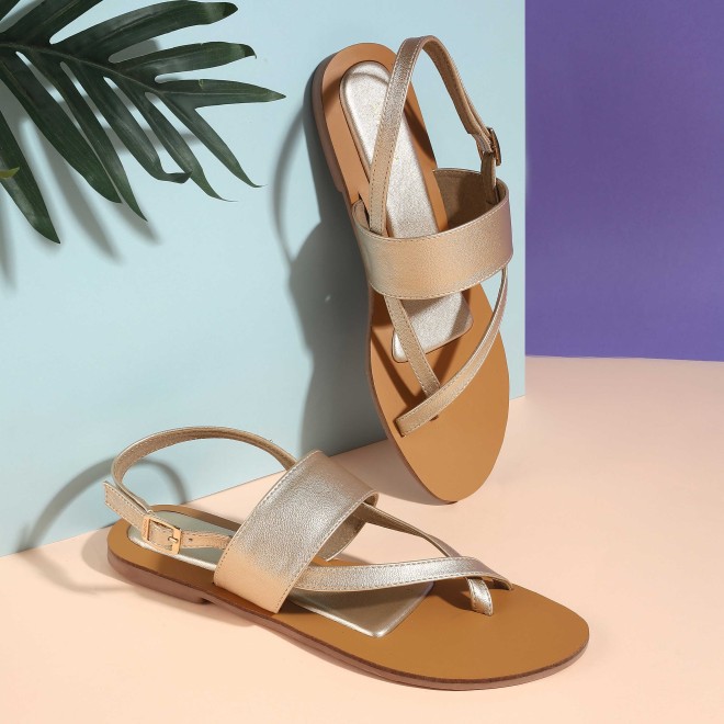 Mochi Women Gold Casual Sandals