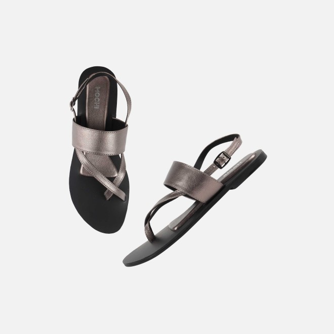 Mochi Women Gun-metal Casual Sandals (SKU: 33-1260-29-37)