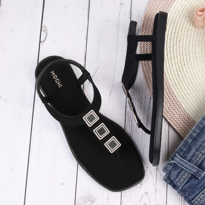 Mochi Women Black Casual Sandals