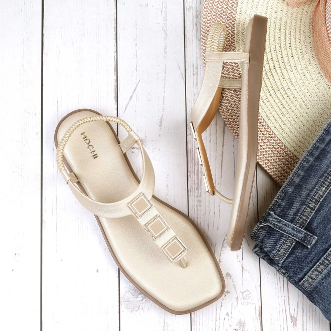 Mochi Women Beige Casual Sandals