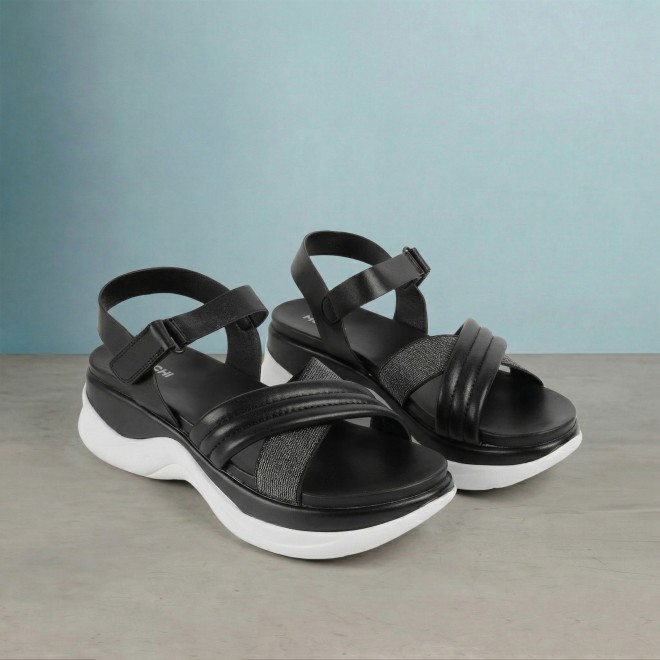 Mochi Women Black Casual Sandals