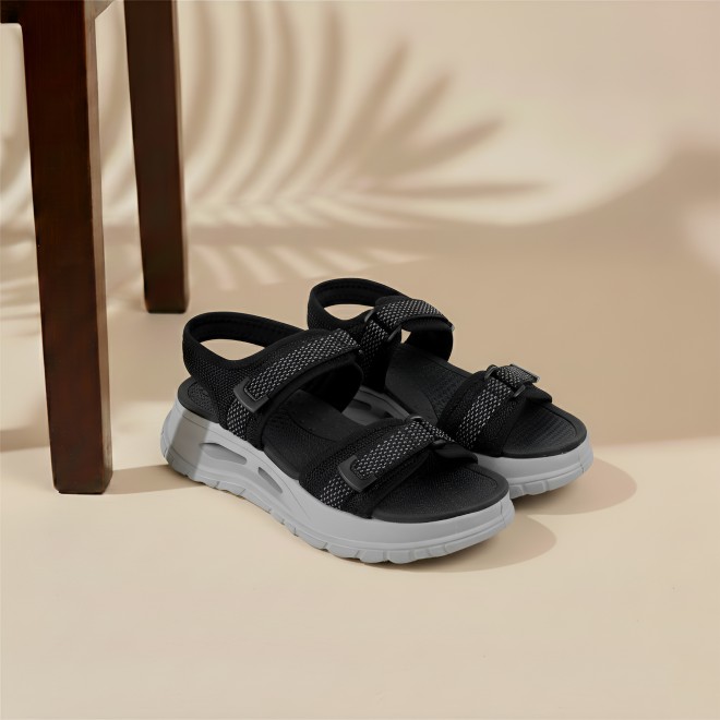 Mochi Women Black Casual Sandals