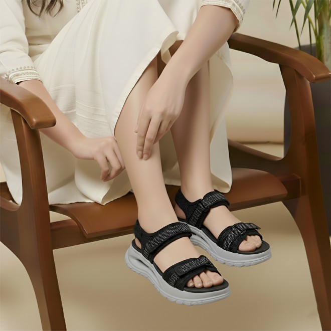 Mochi Women Black Casual Sandals (SKU: 33-1307-11-38)