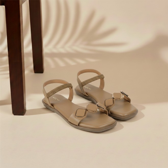 Mochi Women Beige Casual Sandals