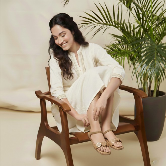 Mochi Women Beige Casual Sandals (SKU: 33-1341-20-36)