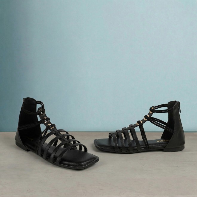 Mochi Women Black Casual Gladiators