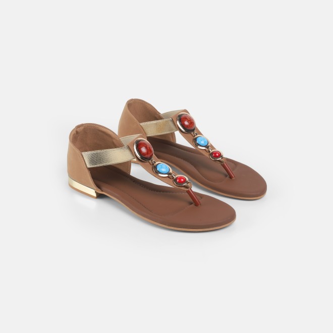Mochi Women Tan Casual Sandals (SKU: 33-1348-23-36)