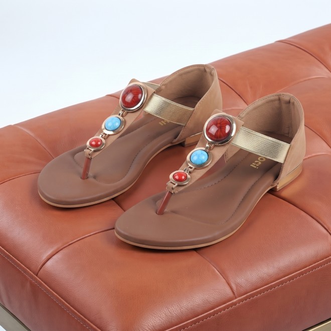 Mochi Women Tan Casual Sandals (SKU: 33-1348-23-36)