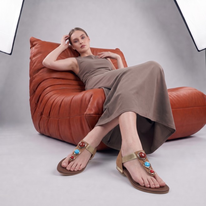 Mochi Women Tan Casual Sandals (SKU: 33-1348-23-36)