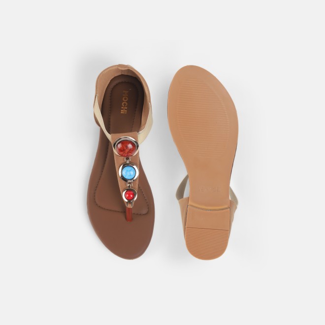 Mochi Women Tan Casual Sandals (SKU: 33-1348-23-36)